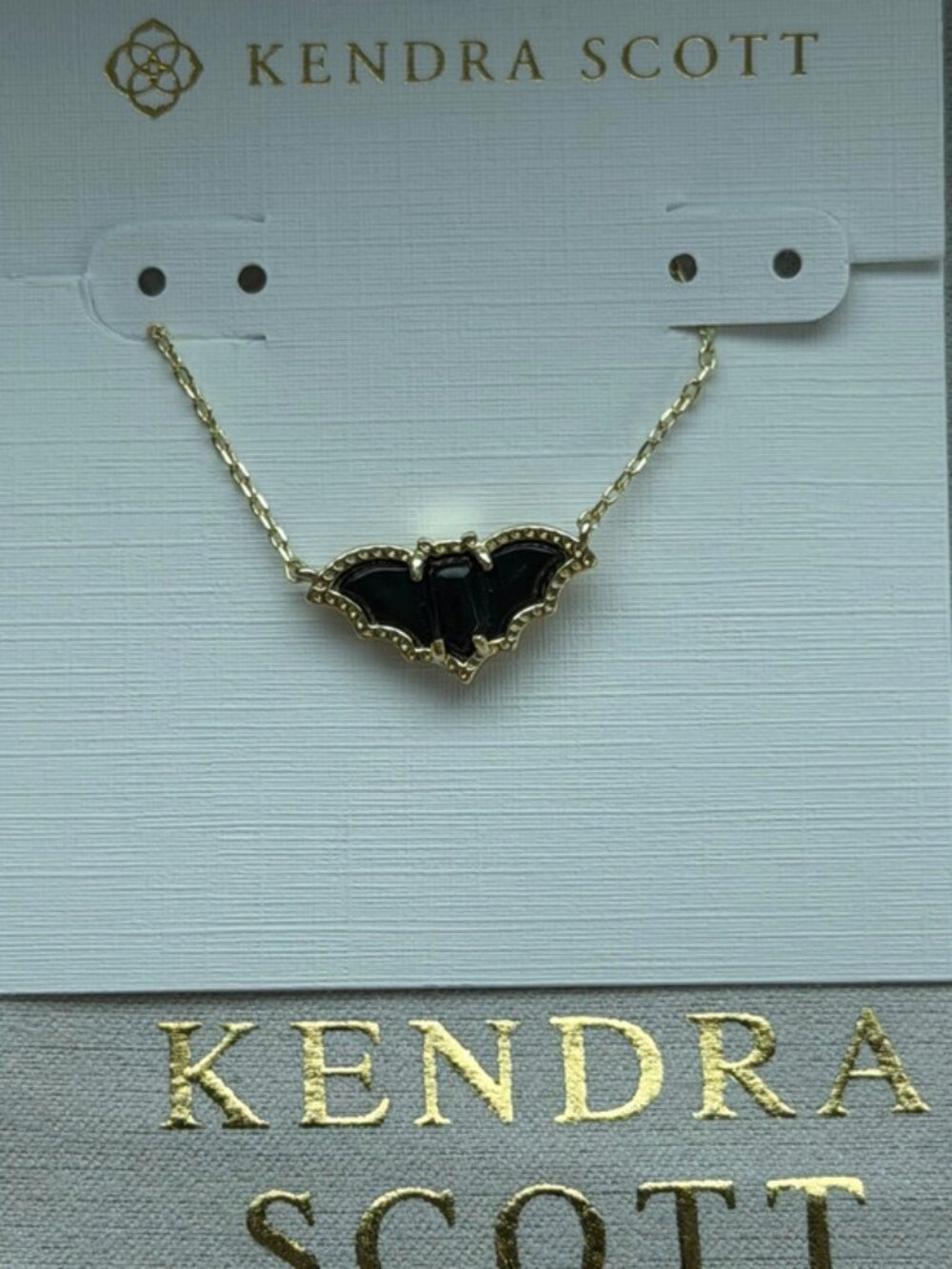 Kendra Scot Black Bat Pendant Necklace